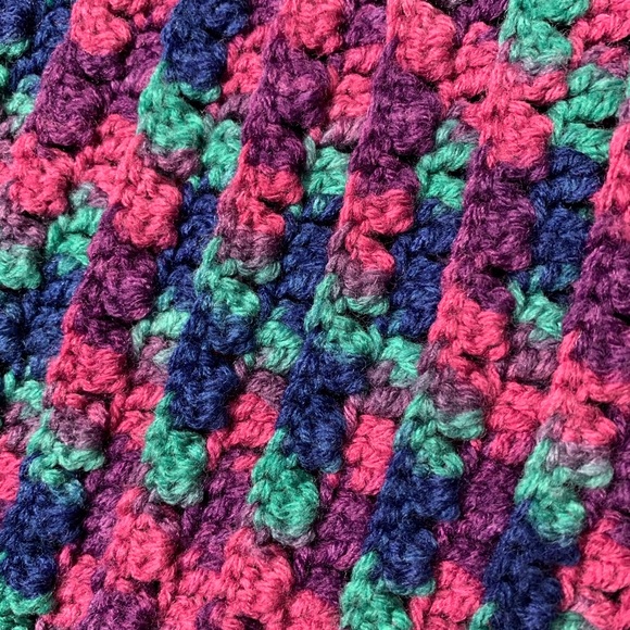 ❗️SOLD❗️Handmade Crochet Stripe Heavy Knit Large Blanket - Picture 5 of 8